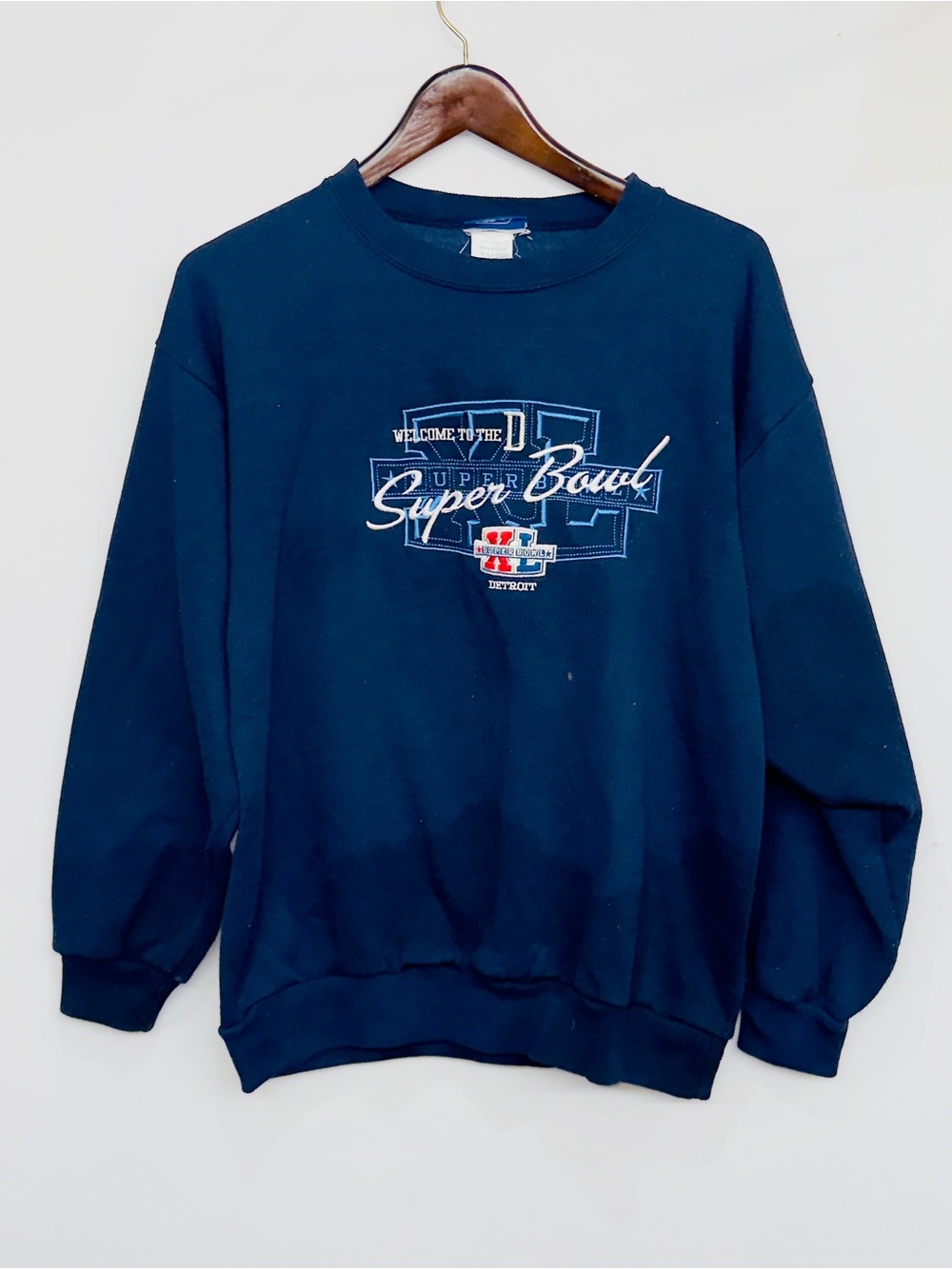 Vintage Reebok Super Bowl XL Sweatshirt Mens Medium Detroit 2006 Navy Crewneck